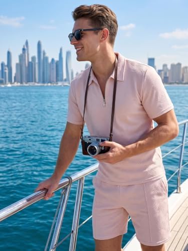 Men's Summer Outfits 2-Piece Polo Short Sets Shirt Sweatsuit - Image 3