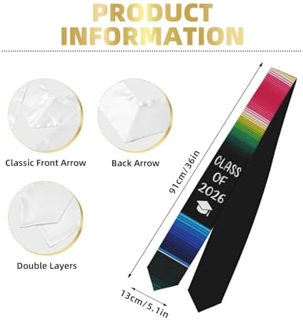 Class of 2026 Graduation Stole,Cute Elegant Honor Sash for Graduation 2026 Unisex Adult Graduates - Image 4