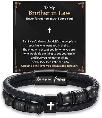 EFVISD Lover You Forever Leather Cross Bracelet for Men Boys Gifts by EFVISD