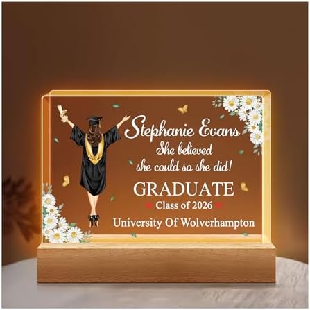 Hyturtle Personalized Graduation Night Light - Custom Name Acrylic LED Light - Inspirational Graduation for Women - Senior 2026 Graduation Gifts Her Him - College Grad Gifts - Graduation Gifts by Hyturtle