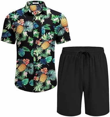 COOFANDY Men's Hawaiian 2 Piece Outfits Floral Button Down Shirt and Shorts Vacation Outfits Summer Beach Matching Set - Image 5