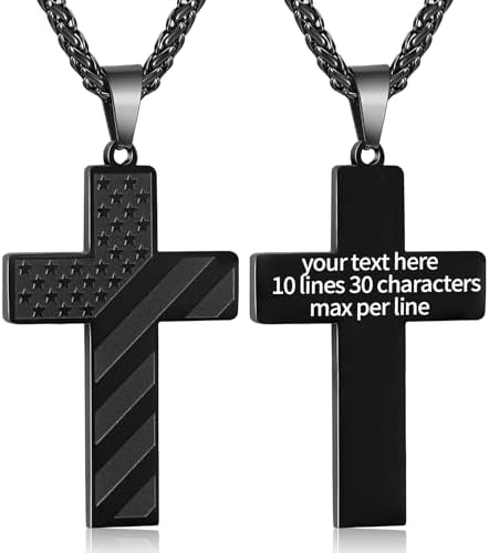 DuoDiner 18+2" Cross Necklace for Men Boys Christian Confirmation Gifts by Duodiner