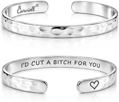 Carviell Bracelets for Women – 100+ Meaningful Engraved Messages – Solid 316L Surgical Stainless Steel Cuff Bracelet – Gift Ready by Carviell