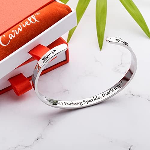 Carviell Bracelets for Women – 100+ Meaningful Engraved Messages – Solid 316L Surgical Stainless Steel Cuff Bracelet – Gift Ready - Image 3