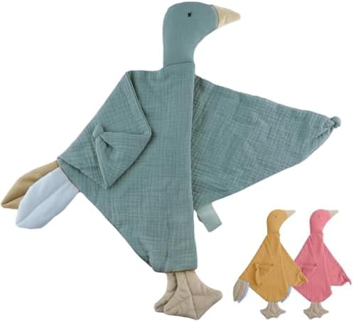 Muslin Security Blanket Lovey for Babies, Soft Goose Lovey for Self-Soothe by Home