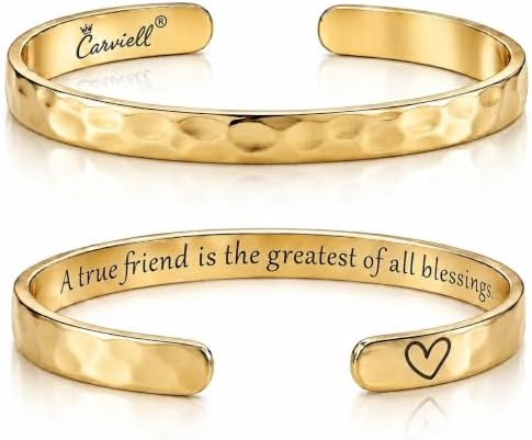 Carviell Bracelets for Women – 100+ Meaningful Engraved Messages – Solid 316L Surgical Stainless Steel Cuff Bracelet – Gift Ready by Carviell