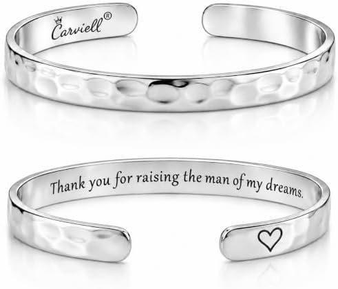 Carviell Bracelets for Women – 100+ Meaningful Engraved Messages – Solid 316L Surgical Stainless Steel Cuff Bracelet – Gift Ready by Carviell