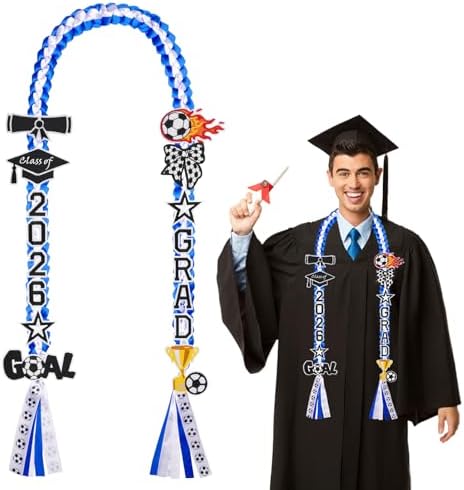 Class of 2026 Graduation Lei,Blue&White Graduation Ribbon Lei by JIZWPOOM
