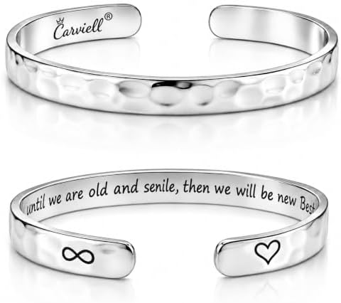 Carviell Bracelets for Women – 100+ Meaningful Engraved Messages – Solid 316L Surgical Stainless Steel Cuff Bracelet – Gift Ready by Carviell