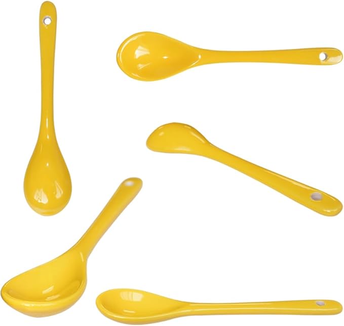 8 Color Porcelain Egg Spoons Ceramic Spoons 5 inch Coffee Dessert Yogurt Tea Milky Tea