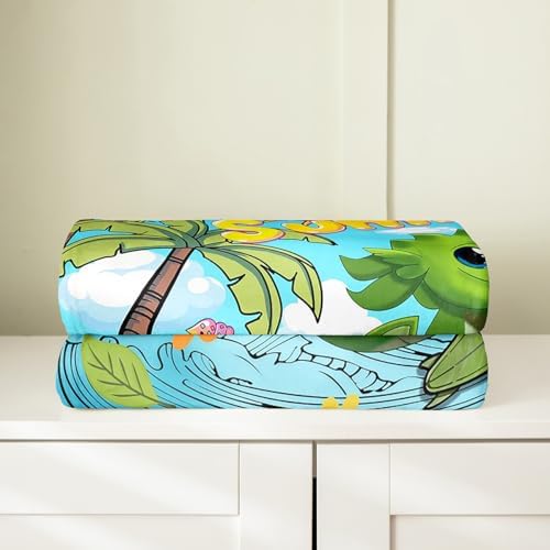Erosebridal Dragon Flannel Blanket Baby 30x40 Inch Sea Surf Fleece Blanket Coconut Trees Summer Birds Fuzzy Plush Throw Sunglasses Watermelon Ice Cream Living Room Decor - Image 4