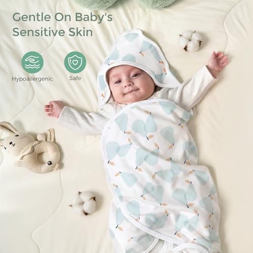 Momcozy Baby Towels, Soft Absorbent Bath Towel for Newborn&Toddler,Blue - Image 4