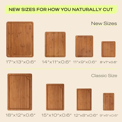 ROYAL CRAFT WOOD Wooden Cutting Boards for Kitchen Meal Prep & Serving - Bamboo Non Toxic Cutting Board Set with Deep Juice Groove Side Handles - Charcuterie & Chopping Butcher Block for Meat (4 Pcs) - Image 3
