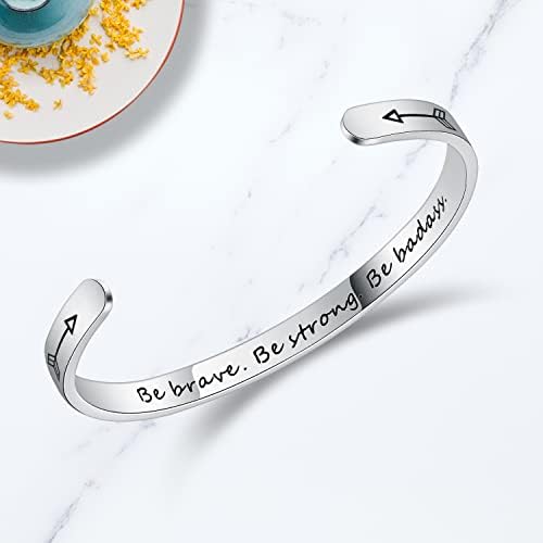 TONY & SANDY Inspirational Bracelets for Women Teen Girls Personalized Gifts for Daughter Granddaughter Mom Sister Friends Stainless Steel Engraved Cuff Birthday Easter Christmas - Image 2