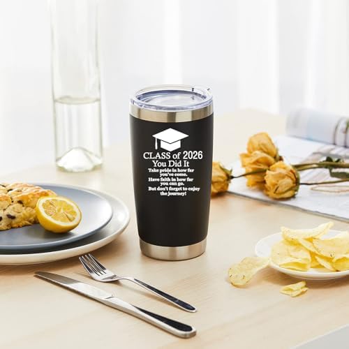 2026 Graduation Motivational Gift for Him Her 20 Ounce Stainless Steel Car Tumbler Insulted Mug Cup Graduate Inspirational Gifts for College (Black) - Image 6