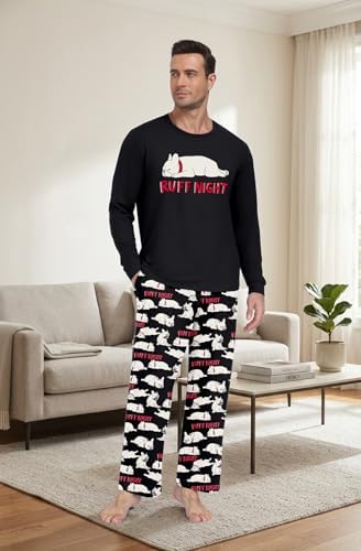 PrinStory Men's Pajama Sets Loungewear Sleepwear Pjs Lightweight Long Sleeve Shirts & Bottoms Soft Comfy Sleep Sets S-2XL - Image 2