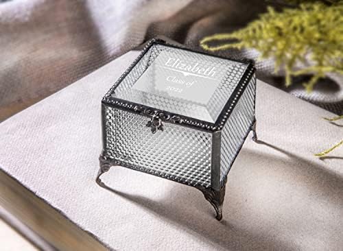 Personalized Graduation Gift For Her Glass Jewelry Box High School Graduate Or College Grad Class Of 2026 J Devlin Box 825 EB241 (Clear Honeycomb) - Image 6