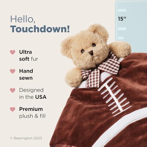 Bearington Touchdown Snuggler Plush Football Lovey Blanket - 15" Soft Velour and Satin Baby Lovey for Boys - Football Security Blanket, Infant Snuggle Toy for Nursery or Newborn - Image 2