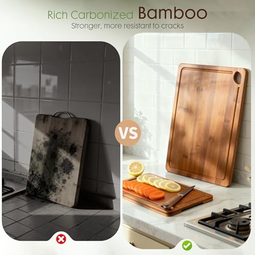 Astercook Deep-Carbonized Bamboo Cutting Boards for Kitchen - Image 3