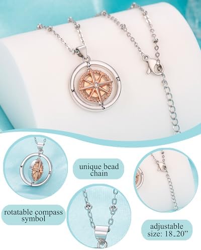 Shonyin Graduation Gift for Her Girls, Compass Necklace Graduation Gifts - Image 5