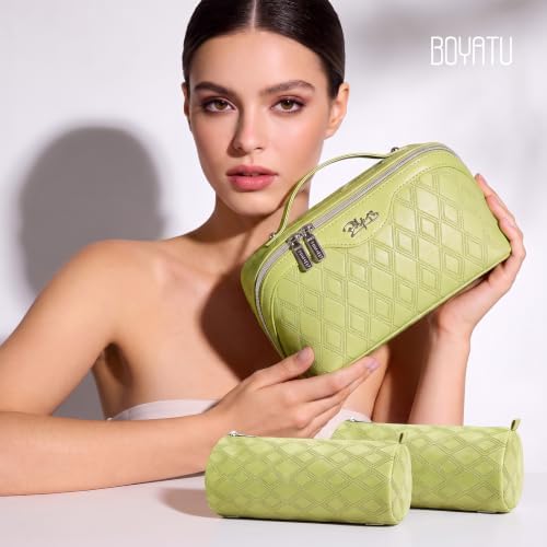 BOYATU Travel Makeup Bag Organizer: 3 Pcs Cosmetic Bag Set for Women Green - Image 5