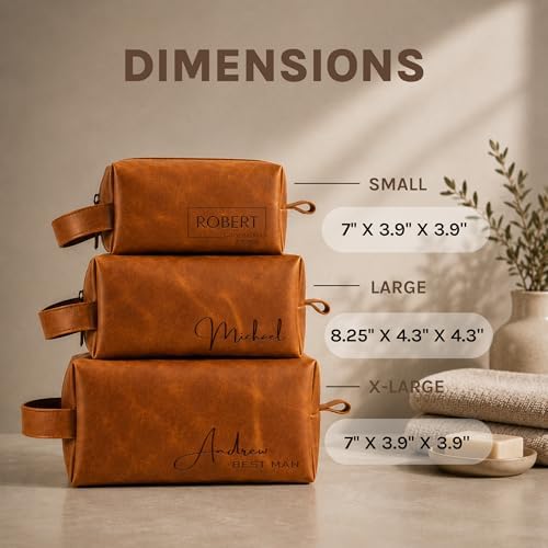 Motiwear Custom Leather Toiletry Bag for Men – Personalized Genuine Leather Groomsmen Gift Dopp Kit, Best Man Gift, Groom Gift, Wedding Party Travel Bag - Image 4