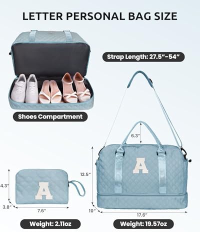 Gifts for Kids Girl-Initial Duffle Bag with Shoe Compartment - Image 3