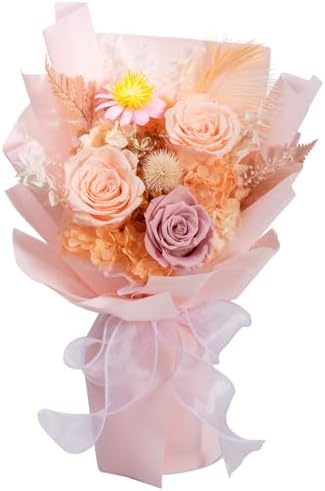 Lovenfold Preserved Flowers Bouquets for Delivery, Champagne Rose Bouquets that Last 1-3 Years, Birthday Gifts for Women Mom Grandma Wife Friends by lovenfoldrose