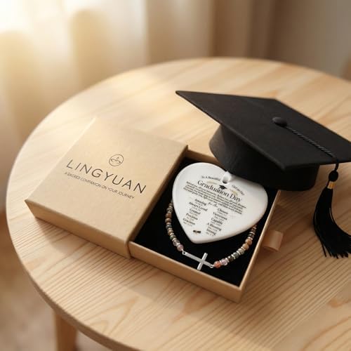 LINGYUAN Graduation Bracelet for Her 2026, Beaded Jewelry Gift with Inspirational Message Card, Adjustable Keepsake for High School or College Graduate - Image 2