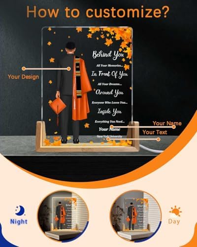 Personalized Name Graduation Gifts Custom Night Light LED Table Lamp Portrait Creator for Him 2026 University High School Keepsake(Boy H) - Image 2