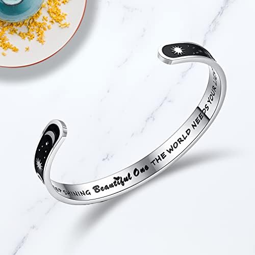 TONY & SANDY Inspirational Bracelets for Women Teen Girls Personalized Gifts for Daughter Granddaughter Mom Sister Friends Stainless Steel Engraved Cuff Birthday Easter Christmas - Image 2