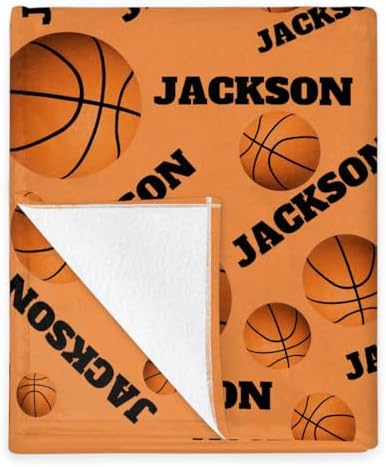 Personalized Baby Blankets for Girls Boys, Custom Baby Blanket with Name Swaddle Toddler Fleece Blanket Personalized Gift Basketball Text Black - Image 5