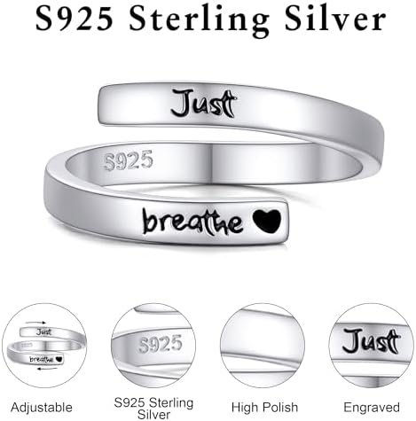 Yesteel S925 Sterling Silver Hug Ring for Women Teen Girls, Adjustable Ring Jewelry Mothers Day Birthday Gifts for Daughters Mom Sister Wife Friends Grandma - Image 4