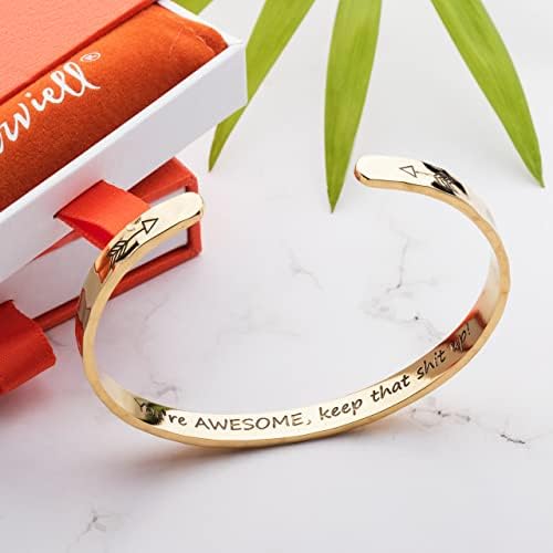 Carviell Bracelets for Women – 100+ Meaningful Engraved Messages – Solid 316L Surgical Stainless Steel Cuff Bracelet – Gift Ready - Image 4