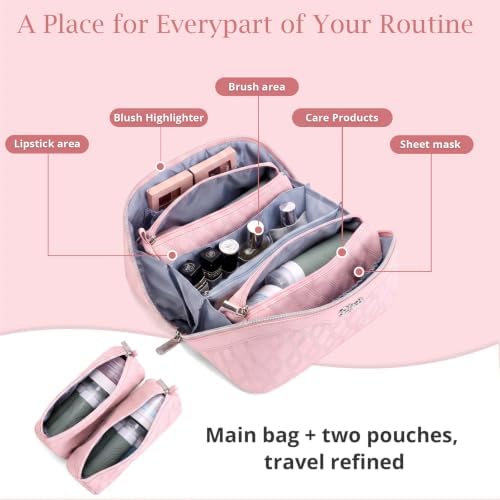BOYATU Travel Makeup Bag Organizer: 3 Pcs Cosmetic Bag Set for Women Pink - Image 3