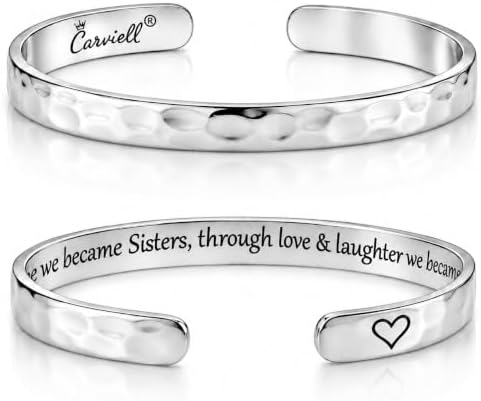 Carviell Bracelets for Women – 100+ Meaningful Engraved Messages – Solid 316L Surgical Stainless Steel Cuff Bracelet – Gift Ready by Carviell