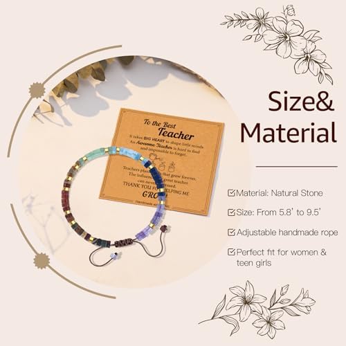 AGOT Thank You Gifts for Women: Teacher Appreciation Office Gifts for Coworkers Employee Boss Lady Manager Colleague Natural Stone Bracelet - Image 2