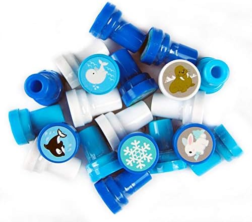 TINYMILLS 24 Pcs Arctic Animals Stampers for Kids Winter Animal Stamps Party Favor Goodie Bag Stuffers Holiday Party Prizes Classroom Rewards Pinata Filler