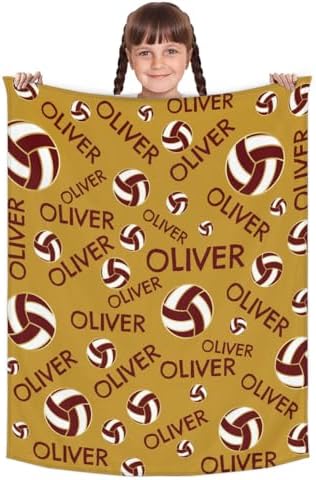 Personalized Baby Blankets for Girls Boys, Custom Baby Blanket with Name Swaddle Toddler Fleece Blanket Personalized Gift Red Gold Volleyball - Image 2