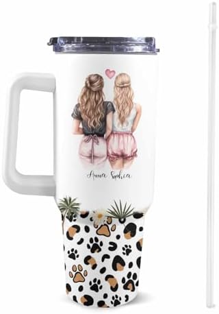 Personalized Best Friend Tumbler with Handle and Straw for Women, Custom Bestie Coffee Tumbler with Name 40oz, Friendship Gifts for Women Friends, Friend Gifts, Bestie Gifts for Birthday Christmas - Image 3