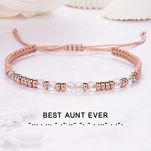 Morse Code Bracelets for Women Mothers Day Gifts 2026 Graduation Gifts Mom Birthday Gift Pink Braided Bracelets Teen Trendy Stuff Inspirational Best Friend Birthday Gifts for Daughter Girlfriend Christmas Stocking Stuffers Jewelry - Image 5