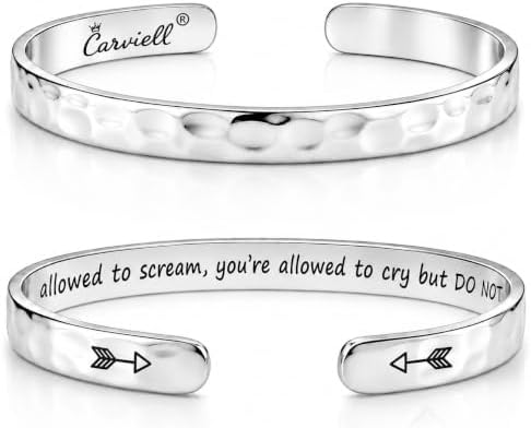 Carviell Bracelets for Women – 100+ Meaningful Engraved Messages – Solid 316L Surgical Stainless Steel Cuff Bracelet – Gift Ready by Carviell