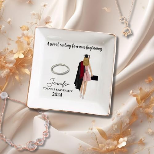 Wrappiness Graduation Personalized Jewelry Dish, A Sweet Ending To A New Beginning Ring Tray, Graduation Gifts for Her for Him, Inspirational Grad Gift, High School College Graduate Gifts (D01) - Image 4
