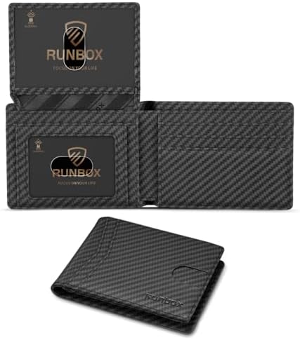 RUNBOX Wallet for Men -Slim Rfid Leather Mens Bifold Novelty Wallets 2 ID Window With Gift Box Men's Accessories by RUNBOX