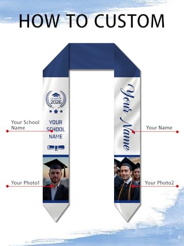 Dicodes Custom Graduation Stole Class of 2026 Personalized Graduation Sash Graduation Gift and Keepsake with Photo Text - Image 2