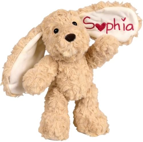 Custom Embroidered Plush Dog with Name, Personalized Baby Plush Toys, Personalized Dog Stuffed Animal, 1-14 Year Old Girl Toys, Easter Birthday Gifts for Baby Boys Girls Toddlers (Dog) by Individz