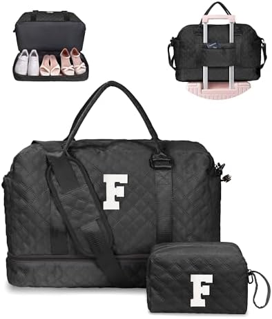 Gifts for Teen Girls-Initial Duffle Bag with Shoe Compartment by Vogewood