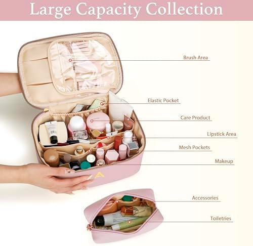 Personalized Initial Travel Makeup Toiletry Bag Gifts for Women - Image 3