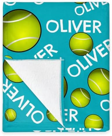 Personalized Baby Blankets for Girls Boys, Custom Baby Blanket with Name Swaddle Toddler Fleece Blanket Personalized Gift Blue Tennis Text - Image 5