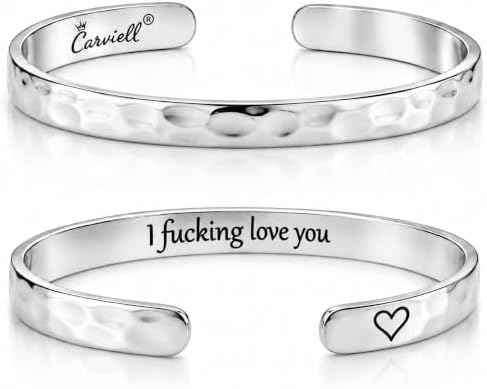 Carviell Bracelets for Women – 100+ Meaningful Engraved Messages – Solid 316L Surgical Stainless Steel Cuff Bracelet – Gift Ready by Carviell